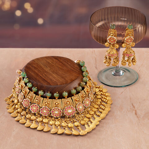 Floral Fiesta Gold Necklace Set