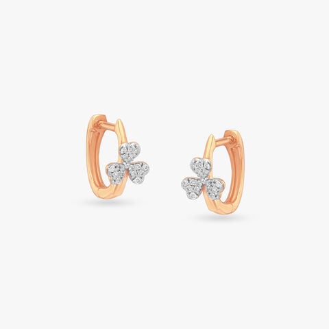 Heart Petal Diamond Hoop Earrings