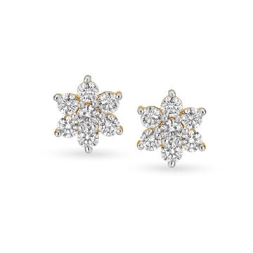 Pristine Seven Stone Gold and Diamond Stud Earrings