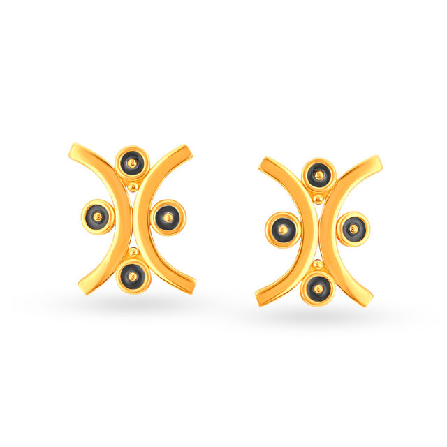 Contemporary Geometric Meenakari Gold Stud Earrings,,hi-res image number null