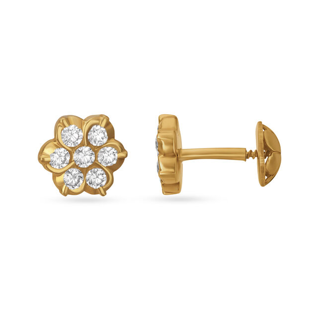 Floral Seven Stone Diamond Stud Earrings,,hi-res image number null