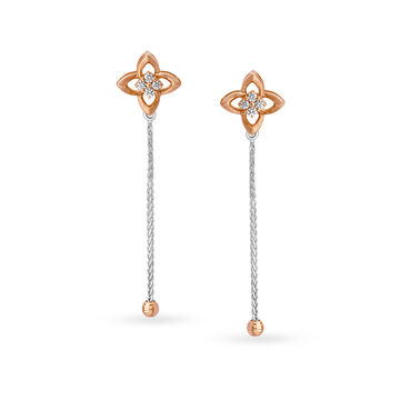 Enthralling Floral Platinum And Diamond Drop Earrings