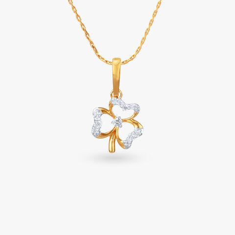Lucky Clover Diamond Pendant and Earrings set for Kids
