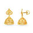 Traditional Spade Pattern Charming Gold Jhumkas,,hi-res image number null