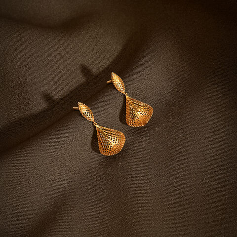 Lattice Glow Gold Drop Earrings