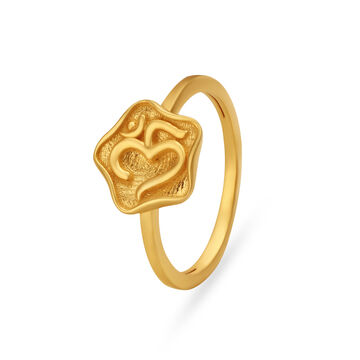 Om Carved Gold Finger Ring For Kids