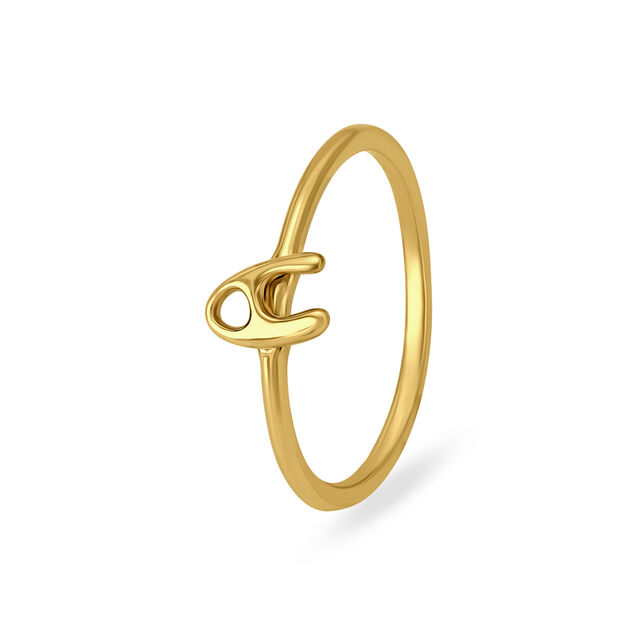 Letter A 14 KT Yellow Gold Initial Ring,,hi-res image number null