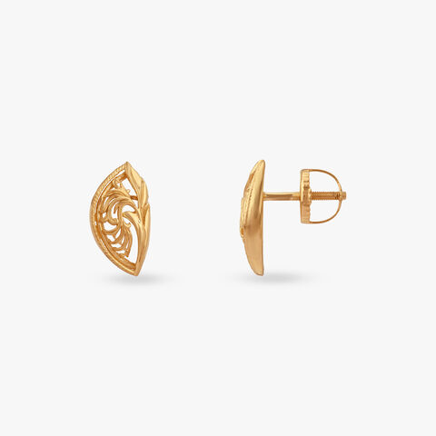 Filigree Charm Gold Stud Earrings