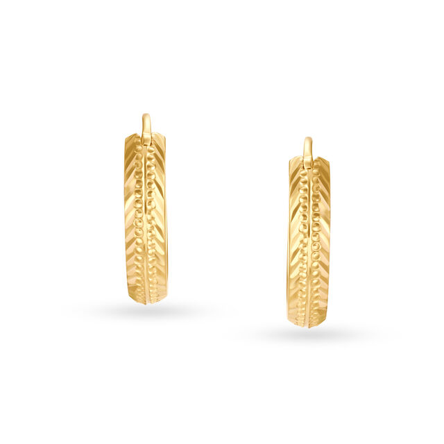 Flawless Gold Ridged Hoop Earrings,,hi-res image number null