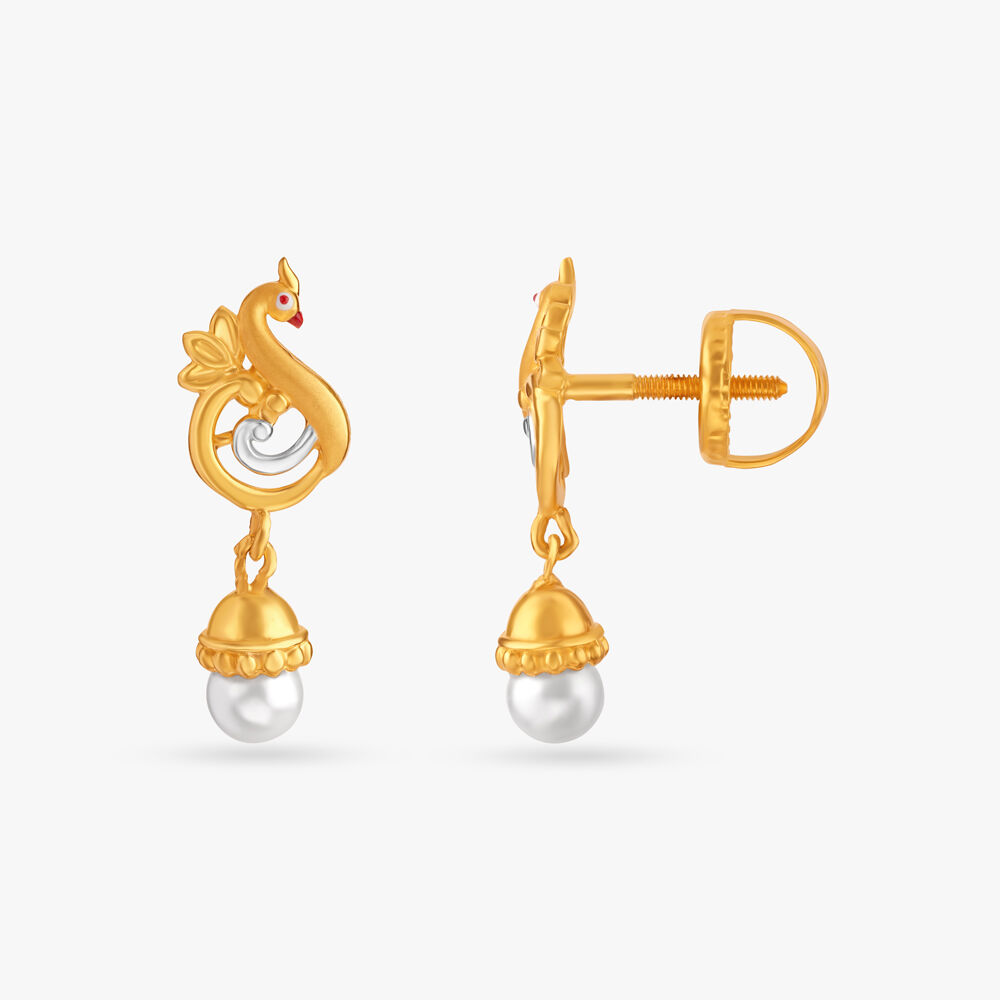 Majestic Peacock Pearl Drop Earrings