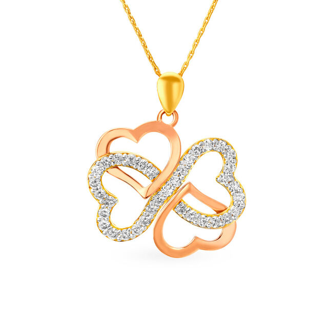 Intertwining Hearts Gold and Diamond Pendant,,hi-res image number null