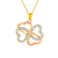 Intertwining Hearts Gold and Diamond Pendant,,hi-res image number null