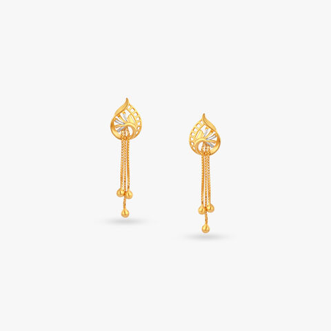 Whispering Leaf Gold Drop Earrings