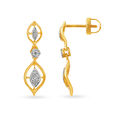 Slender 18 Karat Yellow Gold And Diamond Earrings,,hi-res image number null