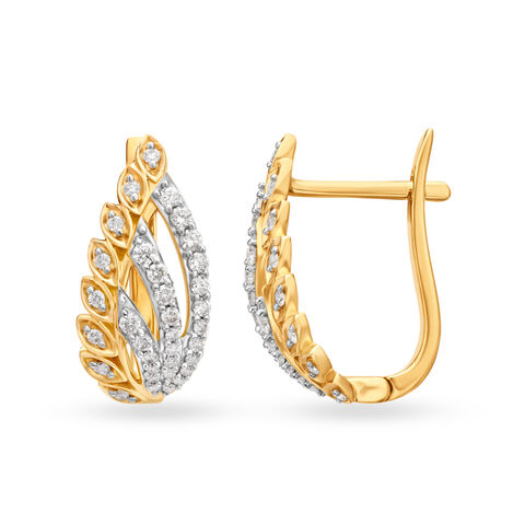 Stylish Contemporary Floral Diamond Hoop Earrings