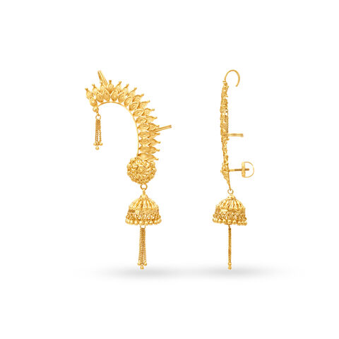 Gorgeous Carved Gold Jhumka Earrings