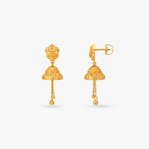 Temple Jhumka Gold Earrings