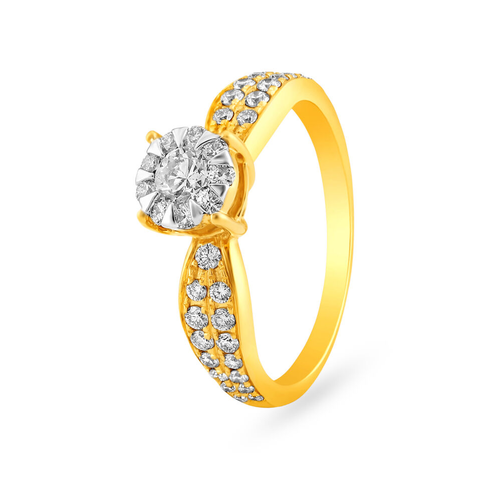 Glittering 18 Karat Gold And Diamond Finger Ring