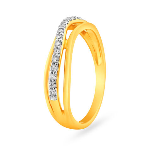 Gleaming Asymmetric Eternity Diamond Ring in Yellow and Rose Gold