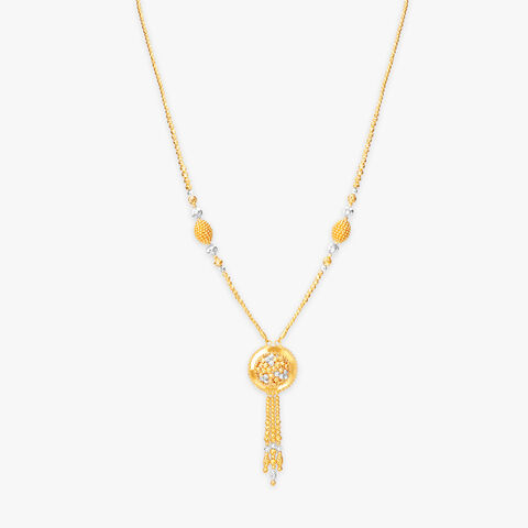 Golden Knurl Bead Necklace