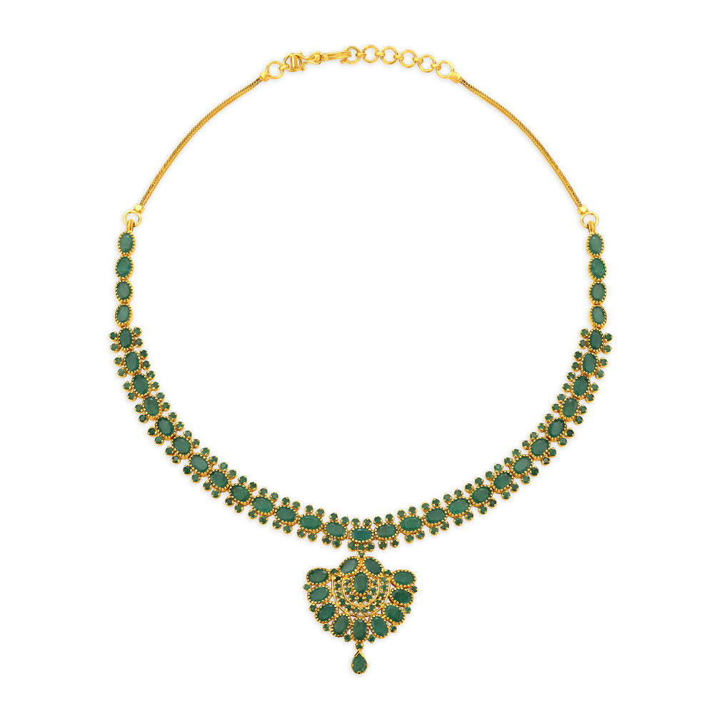 Verdant Emerald Classy Gold Necklace