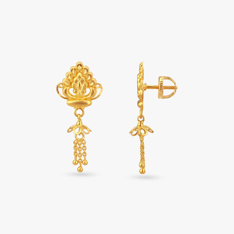 Floral Cascade Gold Drop Earrings