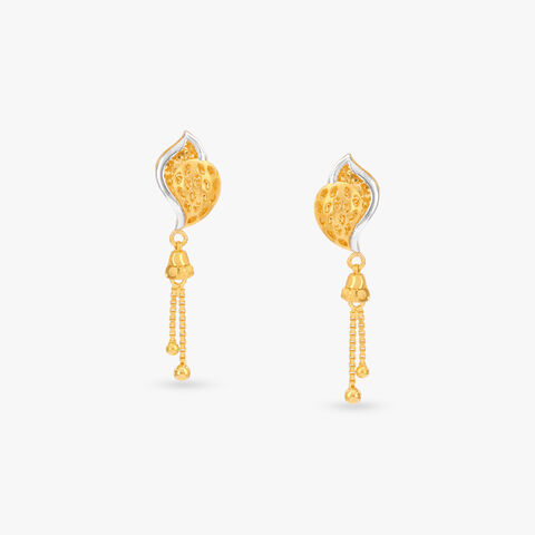 Sculpted Leaves Gold Drop Earrings