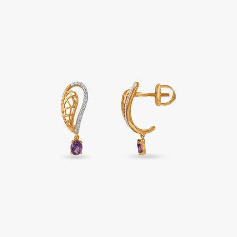 Wave Frame Diamond Drop Earrings