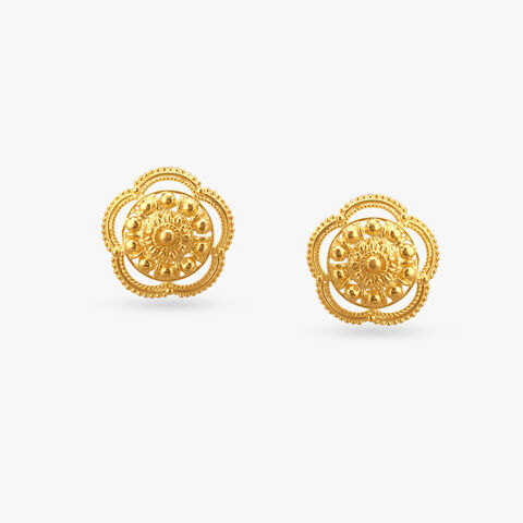 Dusk Wheel Gold Stud Earrings
