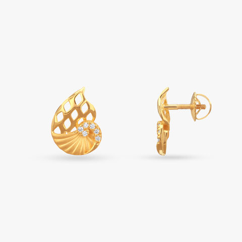 Sea Shell Gold Stud Earrings