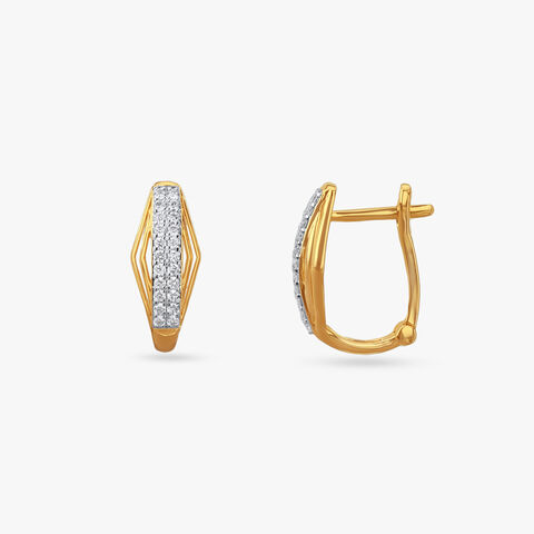 Sculpted Charm Diamond Hoop Earrings