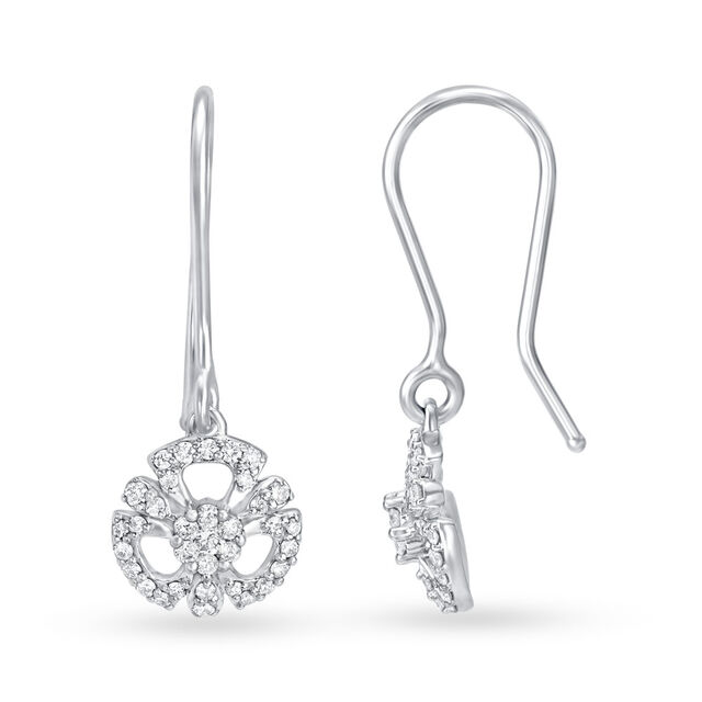 Slender White Gold and Diamond Hoop Earrings,,hi-res image number null