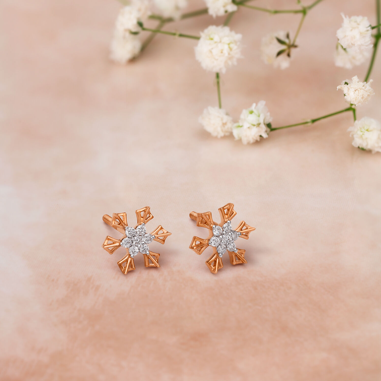 Diamond earring discount flower design