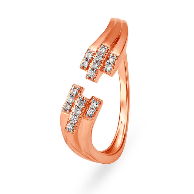 14KT Rose Gold Diamond Finger Ring,,hi-res image number null