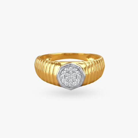 Refined Dual-Tone Diamond Finger Ring for Men