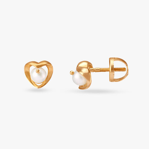 Flowerbud Pearl Stud Earrings