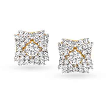 Chic Gold and Diamond Stud Earrings