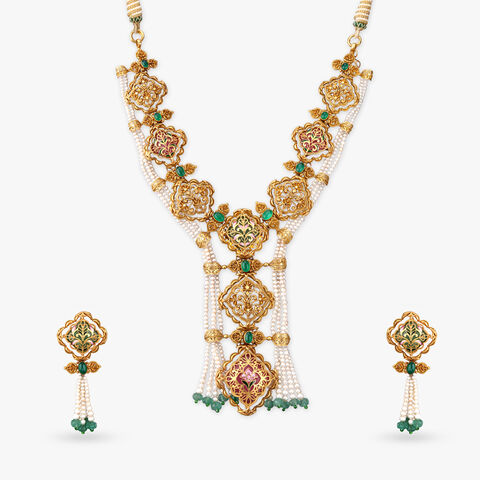Opulence Pearl Gold Necklace Set