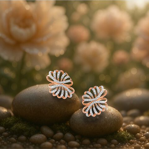 Floral Loop Diamond Stud Earrings