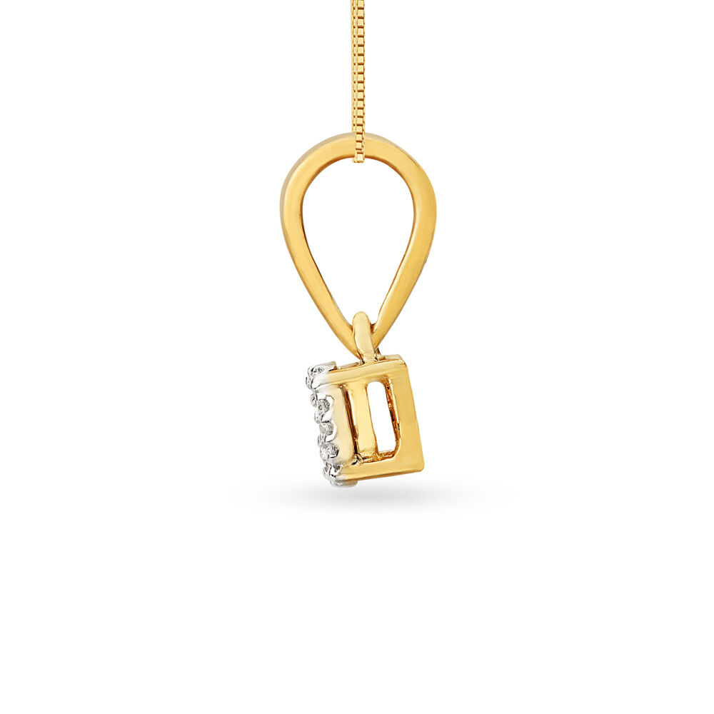 Solitaire Look Diamond Pendant in Yellow and White Gold