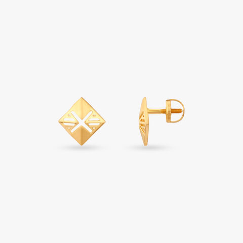 Little Grid Gold Stud Earrings For Kids