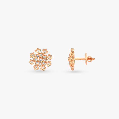 Starry Rosette Diamond Stud Earrings