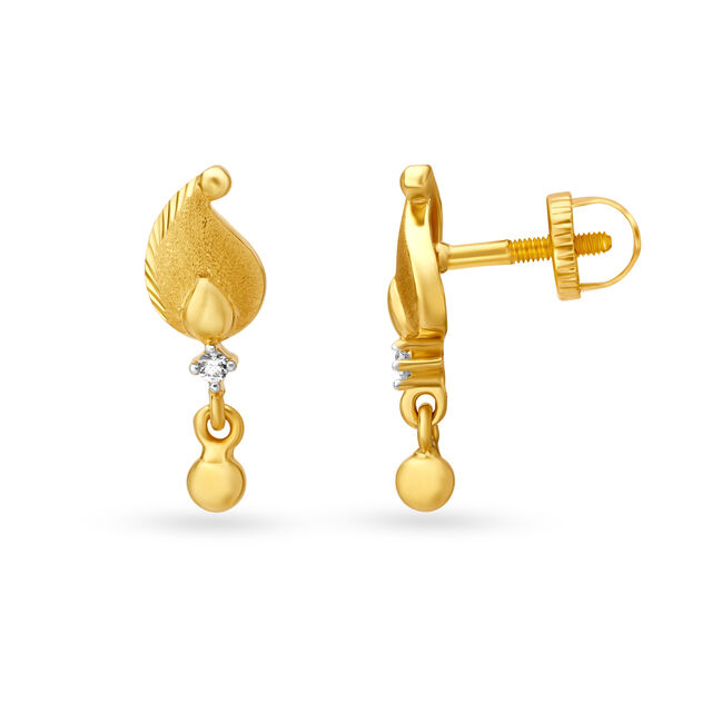 Refined Paisley Gold Drop Earrings with Stones,,hi-res image number null