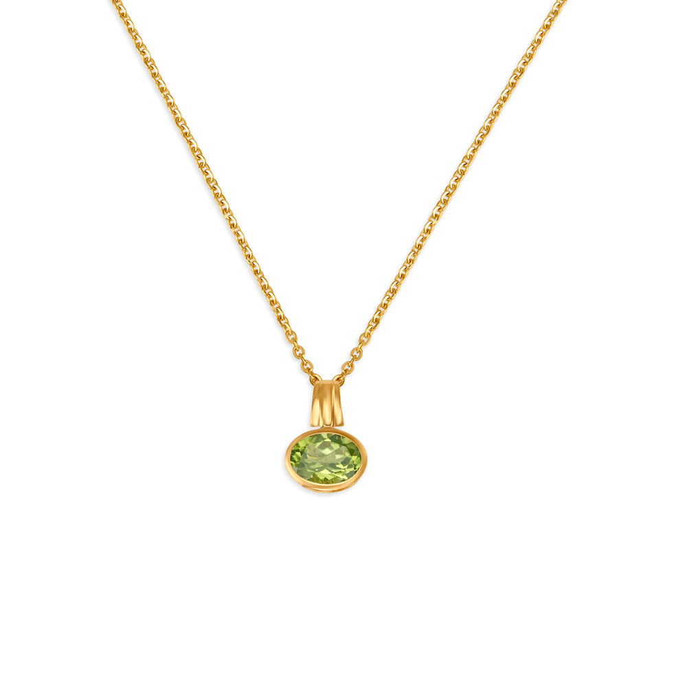 Perfect Peridot and Gold Birthstone Pendant with Chain