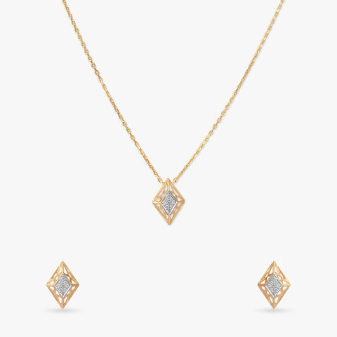 Prism Whisper Diamond Pendant with Chain and Earrings Set