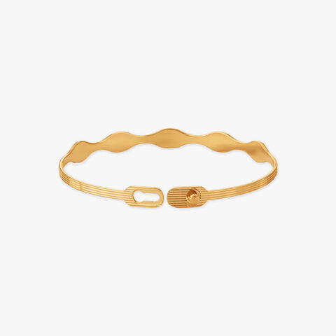 Textured Wave Gold Bangle