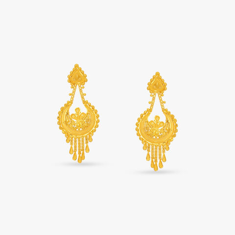 Crescent Fringe Chandbali Earrings