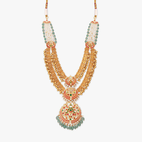 Ethnic Necklace Set with Layered Bead Detailing