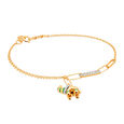 14 Karat Yellow Gold Enchanting Elephant Diamond Bracelet,,hi-res image number null