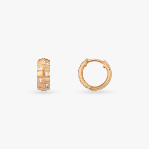 Modern Grid Diamond Hoop Earrings For Men